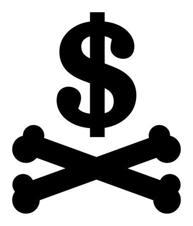 Dead dollar icon with flat style. Isolated vector dead dollar icon illustrations, simple style.のイラスト素材
