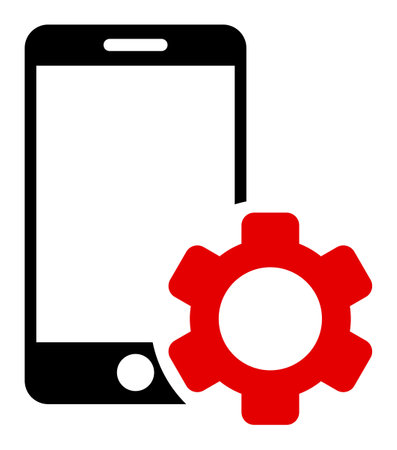 Smartphone repair gear icon with flat style. Isolated vector smartphone repair gear icon image, simple style.のイラスト素材