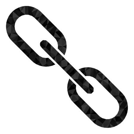 Low-poly chain designed of random filled triangles. Triangle chain polygonal 2d illustration. Chain icon is filled with triangles. Flat geometric 2d modeling illustration based on chain icon.のイラスト素材