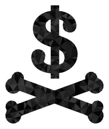 Low-poly dead dollar combined with random filled triangles. Triangle dead dollar polygonal icon illustration. Dead Dollar icon is filled with triangles.のイラスト素材
