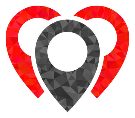 Low-poly map markers combined with chaotic filled triangles. Triangle map markers polygonal 2d illustration. Map Markers icon is filled with triangles.のイラスト素材