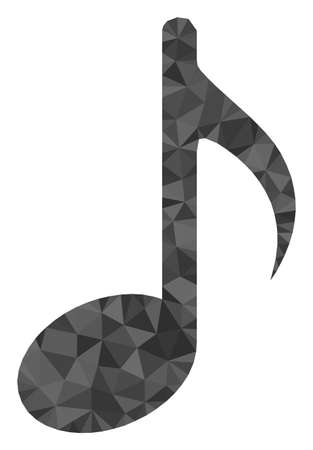 Low-poly music note constructed of randomized filled triangles. Triangle music note polygonal icon illustration. Music Note icon is filled with triangles.のイラスト素材