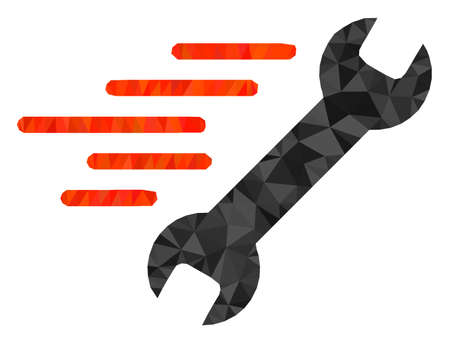 Low-poly quick repair combined with scattered filled triangles. Triangle quick repair polygonal icon illustration. Quick Repair icon is filled with triangles.のイラスト素材