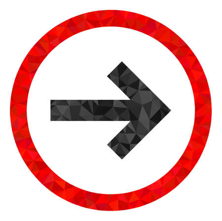 Low-poly next constructed with scattered filled triangles. Triangle next polygonal symbol illustration. Next icon is filled with triangles. Flat geometric 2d modeling illustration based on next icon.のイラスト素材