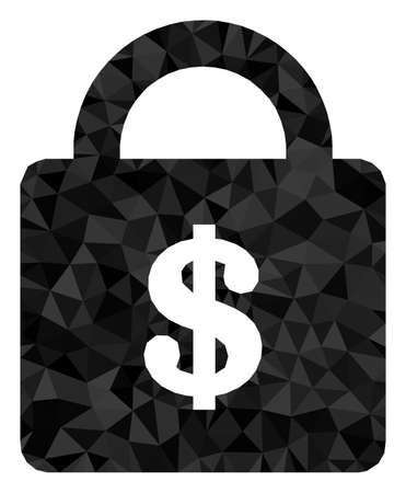 Low-poly bank lock designed with chaotic filled triangles. Triangle bank lock polygonal icon illustration. Bank Lock icon is filled with triangles.のイラスト素材