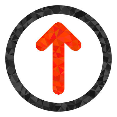 Low-poly rounded up arrow constructed with scattered filled triangles. Triangle rounded up arrow polygonal icon illustration. Rounded up Arrow icon is filled with triangles.のイラスト素材