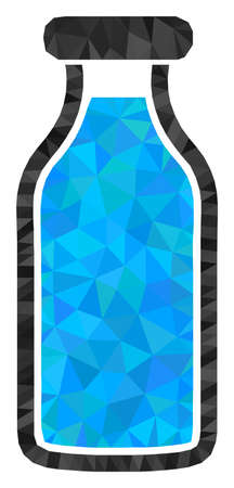 Low-poly milk bottle designed of scattered filled triangles. Triangle milk bottle polygonal icon illustration. Milk Bottle icon is filled with triangles.のイラスト素材