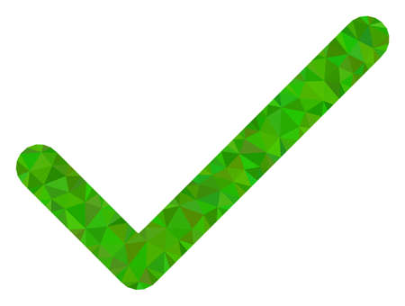 Low-poly apply tick designed of randomized filled triangles. Triangle apply tick polygonal icon illustration. Apply Tick icon is filled with triangles.のイラスト素材