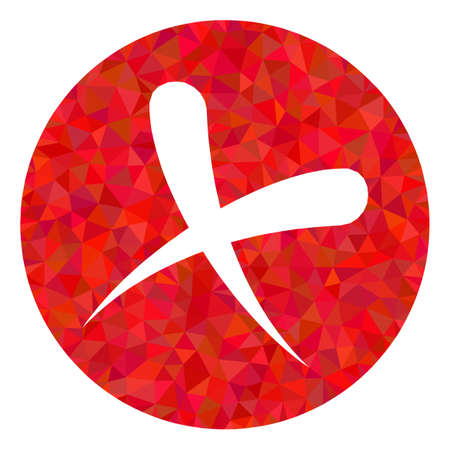 Low-poly cancel designed with random filled triangles. Triangle cancel polygonal 2d illustration. Cancel icon is filled with triangles. Flat geometric 2d modeling symbol based on cancel icon.のイラスト素材