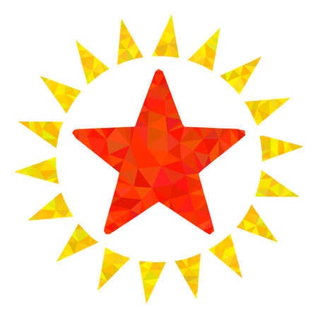 Low-poly star shine constructed with chaotic filled triangles. Triangle star shine polygonal symbol...