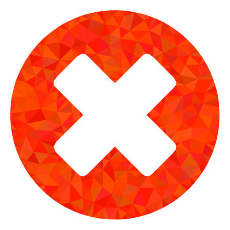 Low-poly deny constructed with scattered filled triangles. Triangle deny polygonal 2d illustration. Deny icon is filled with triangles. Flat geometric 2d modeling illustration based on deny icon.のイラスト素材