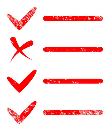Check list icon with scratched effect. Isolated vector check list icon image with scratched rubber texture on a white background.のイラスト素材