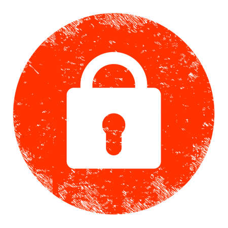 Locked icon with grunge style. Isolated vector locked icon image with grunge rubber texture on a white background.のイラスト素材