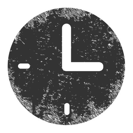 Time icon with scratched effect. Isolated vector time symbol with scratched rubber texture on a white background.のイラスト素材
