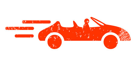 Cabriolet movement icon with scratched effect. Isolated vector cabriolet movement icon image with scratched rubber texture on a white background.のイラスト素材