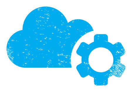 Cloud service icon with grunge effect. Isolated vector cloud service icon image with distress rubber texture on a white background.のイラスト素材