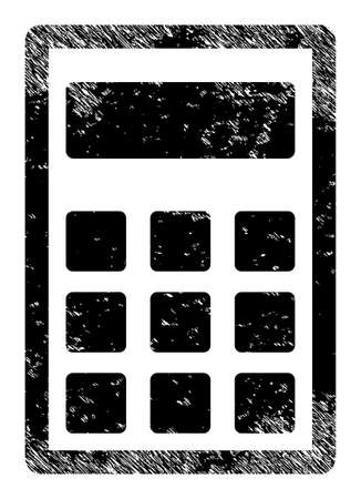 Calculator icon with scratched style. Isolated vector calculator icon image with scratched rubber texture on a white background.のイラスト素材