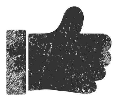 Thumb up icon with grunge style. Isolated vector thumb up symbol with grunge rubber texture on a white background.のイラスト素材