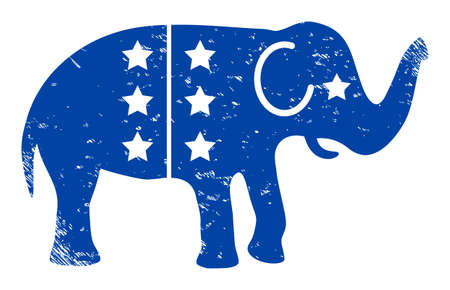 American democratic elephant icon with scratched effect. Isolated raster american democratic elephant icon image with distress rubber texture on a white background.の写真素材