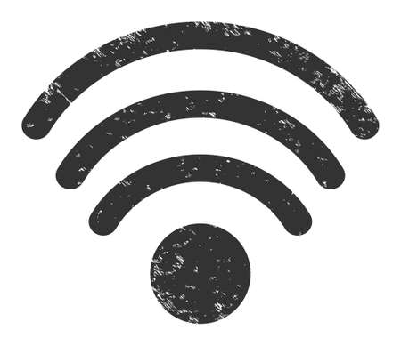 WiFi source icon with grunge effect. Isolated raster WiFi source icon image with corroded rubber texture on a white background.の写真素材