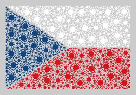 Mosaic Czech flag designed of covid elements. Vector covid mosaic Czech flag designed for health care propaganda. Designed for political or patriotic purposes.のイラスト素材