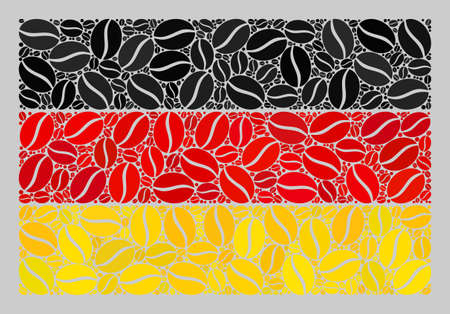 Mosaic Germany flag is constructed of coffee grain icons. Vector coffee mosaic Germany flag constructed for cafeteria labels. Germany flag collage is composed of randomized coffee grains.のイラスト素材