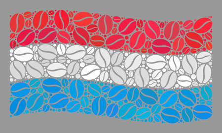 Mosaic waving Luxembourg flag is created of coffee bean elements. Vector coffee mosaic waving Luxembourg flag done for coffee shops applications.のイラスト素材