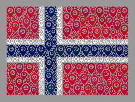 Mosaic guide Norway flag constructed of mark items. Vector mosaic straight Norway flag designed for targeting propaganda. Norway flag collage is done of random mark elements.のイラスト素材