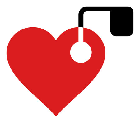 Heart pacemaker icon with flat style. Isolated raster heart pacemaker icon image, simple style.の写真素材