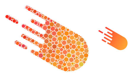 Bolide vector collage of small circles in different sizes and color tinges. Small circles are combined into bolide vector collage. Abstract vector illustration.のイラスト素材
