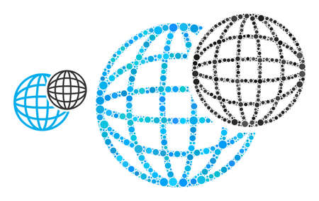Spheric balls vector composition of circle dots in variable sizes and color shades. Circle dots are composed into spheric balls vector illustration. Abstract vector illustration.のイラスト素材