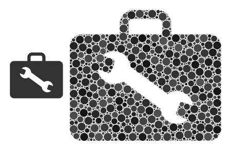 Tool case vector composition of dots in various sizes and color tinges. Dots are united into tool case vector composition. Abstract vector illustration.のイラスト素材