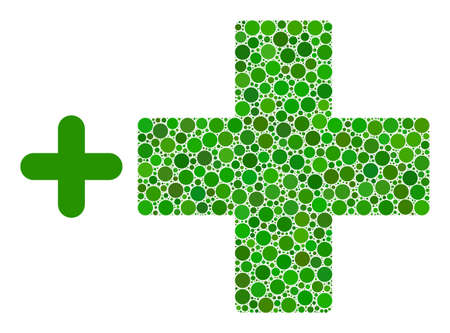 Pharmacy cross vector composition of small circles in variable sizes and color hues. Small circles are composed into pharmacy cross vector illustration. Abstract vector illustration.のイラスト素材