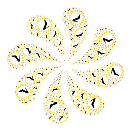 Exclusive ladies shoes icon rotation burst petals salute composition. Rotation cyclone created using random exclusive ladies shoes icons.のイラスト素材