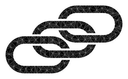 Low-poly chain links icon illustration constructed from scattered filled triangles. Triangle chain links polygonal icon vector illustration. Chain Links icon is filled with triangles.のイラスト素材