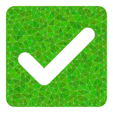 Low-poly confirmation checkbox icon illustration is designed with scattered filled triangles. Triangulated confirmation checkbox polygonal 2d vector illustration.のイラスト素材