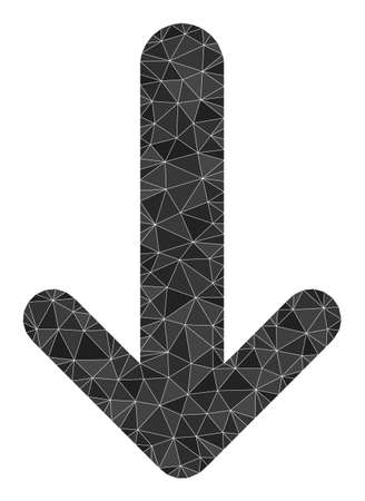 Low-poly arrow down icon illustration is designed with chaotic filled triangles. Triangulated arrow down polygonal icon vector illustration. Arrow Down icon is filled with triangles.のイラスト素材
