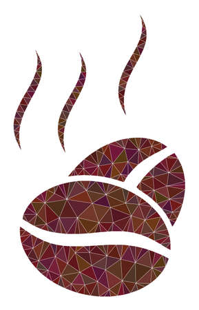 Low-poly cacao aroma icon image is constructed with randomized filled triangles. Triangulated cacao aroma polygonal icon vector illustration. Cacao Aroma icon is filled with triangles.のイラスト素材