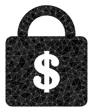 Low-poly bank lock icon image combined with scattered filled triangles. Triangulated bank lock polygonal icon vector illustration. Bank Lock icon is filled with triangles.のイラスト素材