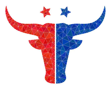 Low-poly american beef logo icon image constructed with scattered filled triangles. Triangulated american beef logo polygonal symbol vector illustration.のイラスト素材