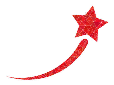 Low-poly success start star icon illustration combined with scattered filled triangles. Triangle success start star polygonal icon vector illustration.のイラスト素材