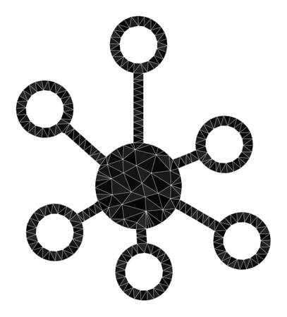 Low-poly relations icon illustration is constructed with chaotic filled triangles. Triangle relations polygonal icon vector illustration. Relations icon is filled with triangles.のイラスト素材