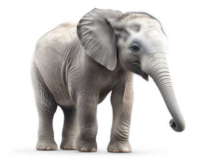 African elephant isolated on white background. 3D illustration, clipping pathの素材