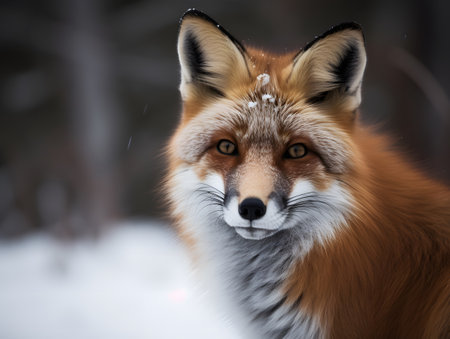 red fox (Vulpes vulpes) in the winter forestの素材