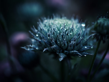 Macro shot of a dandelion flower with water dropletsの素材