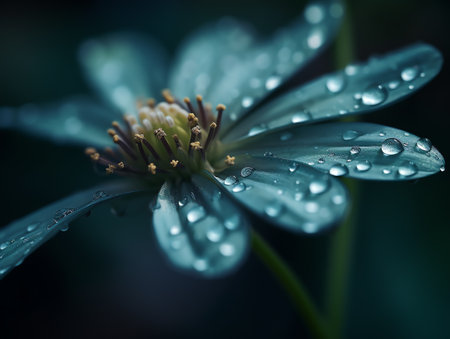 Water drops on a beautiful flower. Shallow depth of field.の素材