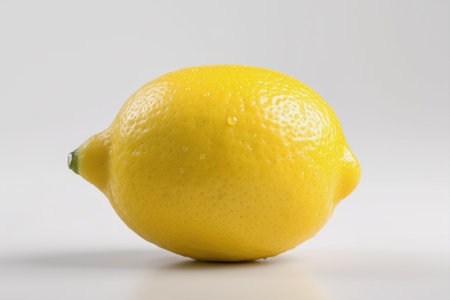 Lemon with water drops on a white background. Studio photography.の素材