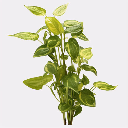 Illustration of a green potted plant on a white background.の素材