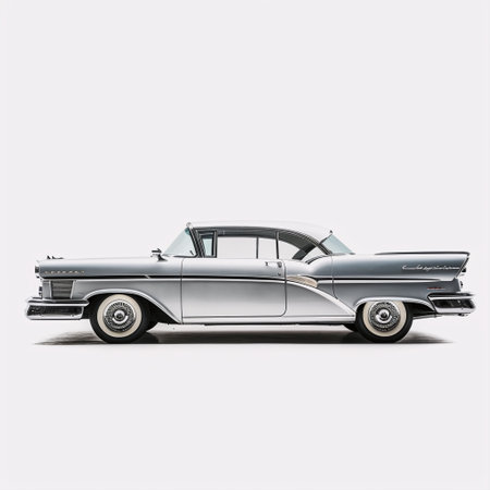 Classic American car isolated on a white background. 3d rendering.の素材