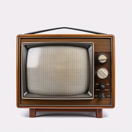 Retro TV isolated on a white background. 3d rendering.の素材